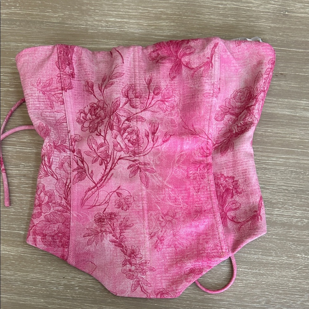 White Fox Boutique Pink Floral Bustier Corset Top